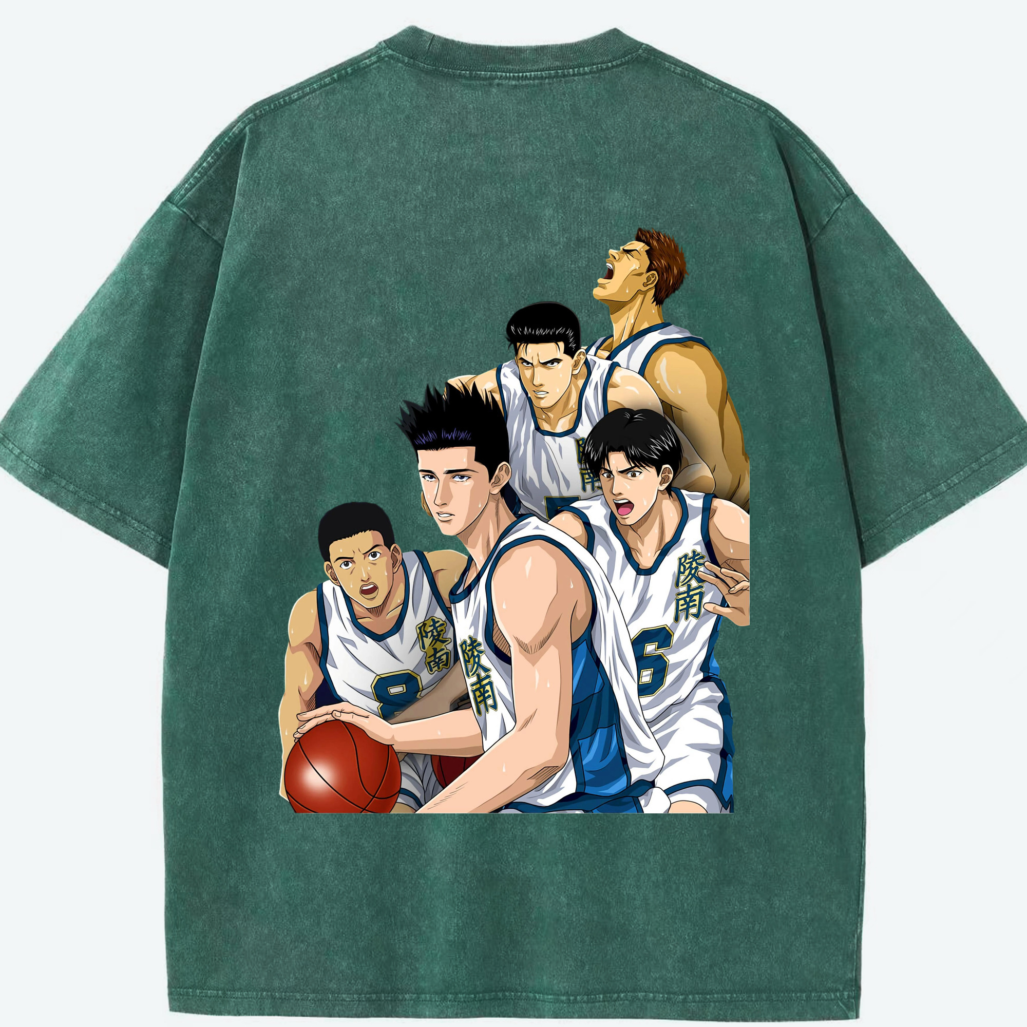 SLAM DUNK／スラムダンク 綿100% ヴィンテージ風 半袖Tシャツ（背面プリント）